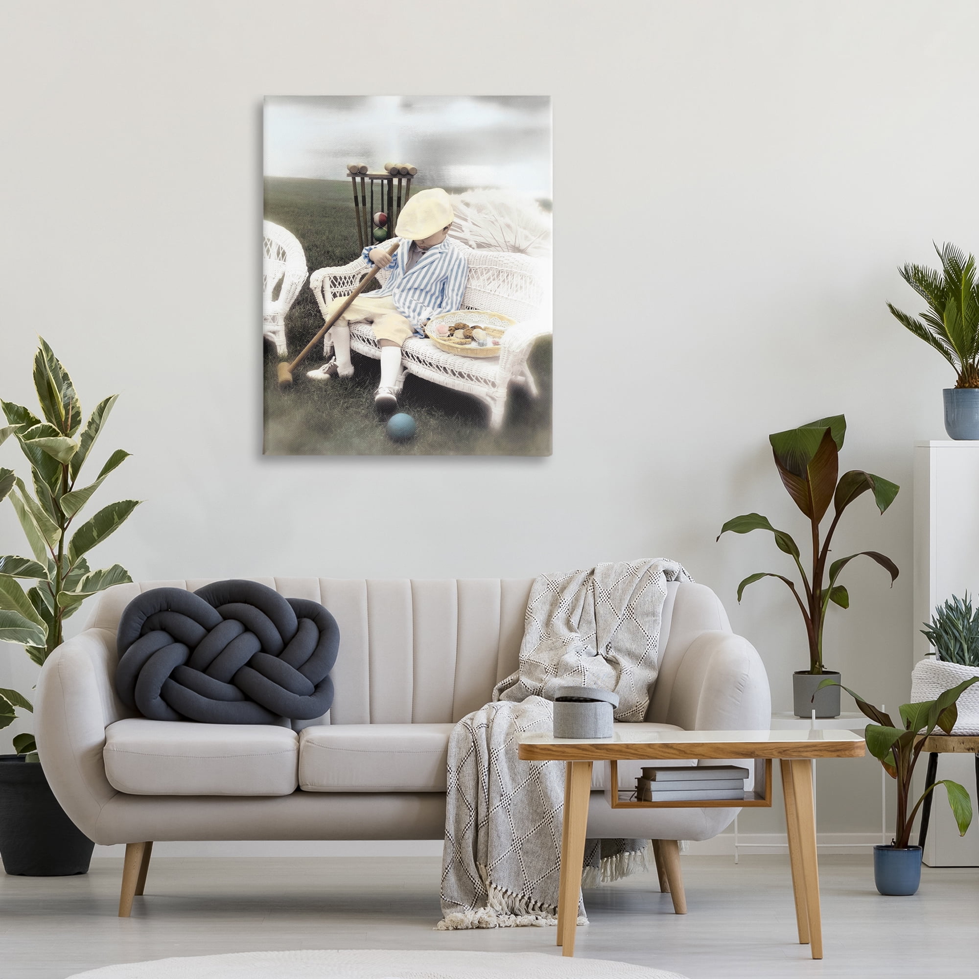 Stupell Industries Child with Croquet Mallet Canvas Wall Art, design by Kendra Dew