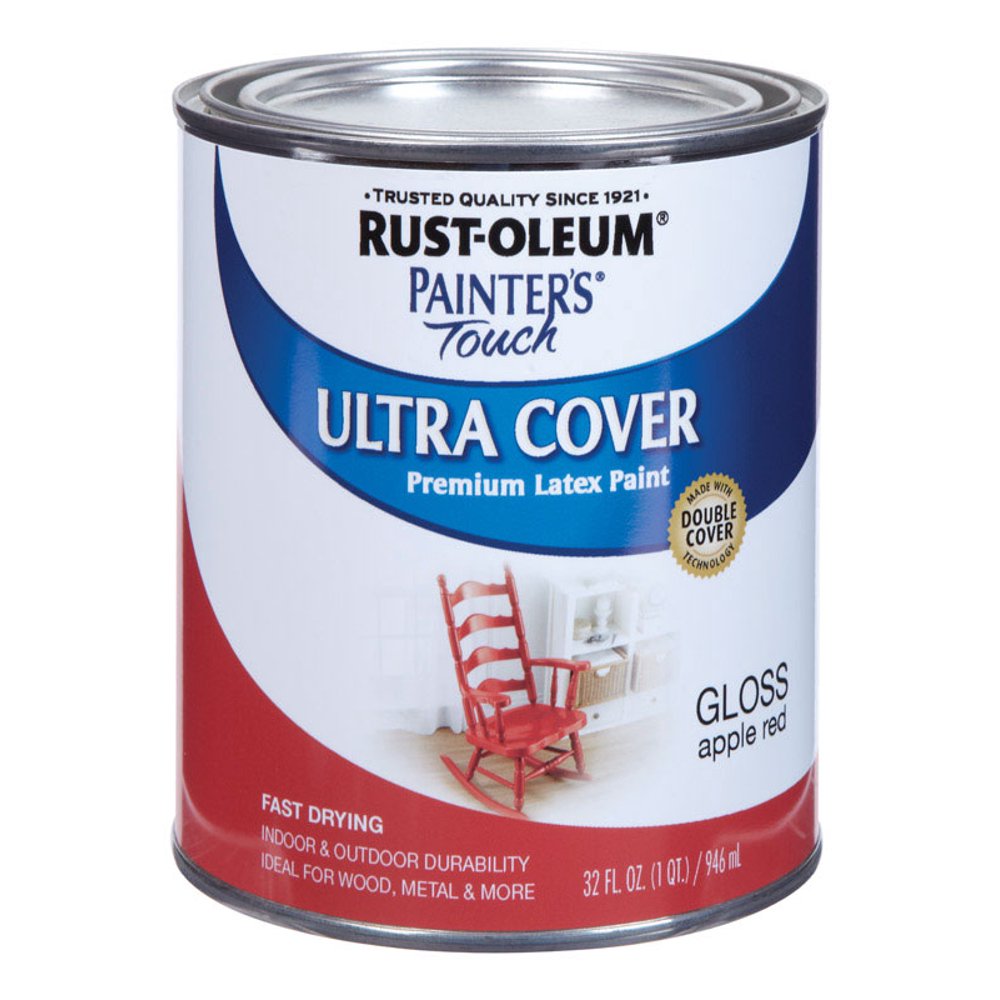 RustOleum Paint Latex Indoor / Outdoor Gloss Apple Red Qt Pack of 2