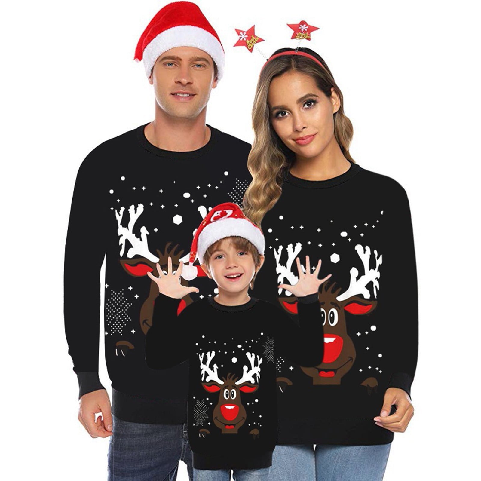 Femmes 3D Dot Christmas Print Polka Xmas Pull Famille Matching Walmart