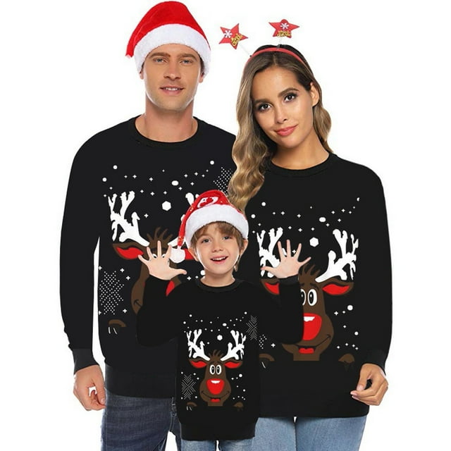 LSLJS Christmas Pajamas Pyjamas de Noël Assortis pour la Famille, Style Décontracté Laid de Noël Imprimé à Manches Longues et Col Rond, pour Adultes et Enfants Ensemble de Vêtements de Nuit de Vacances