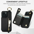 thumbnail image 4 of JTCASES for iPhone 14 Plus Case, PU Leather Lychee Pattern Zipper Purse Finger Ring Buckle Card Slots Stand Shell for iPhone 14 Plus Wear-resistant Shockproof Wallet Cover, Black, 4 of 9