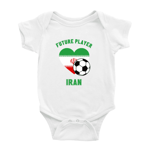 Future Soccer Player Iran Soccer Fan Cute Baby Rompers Baby Clothes (White, 3-6 Months)