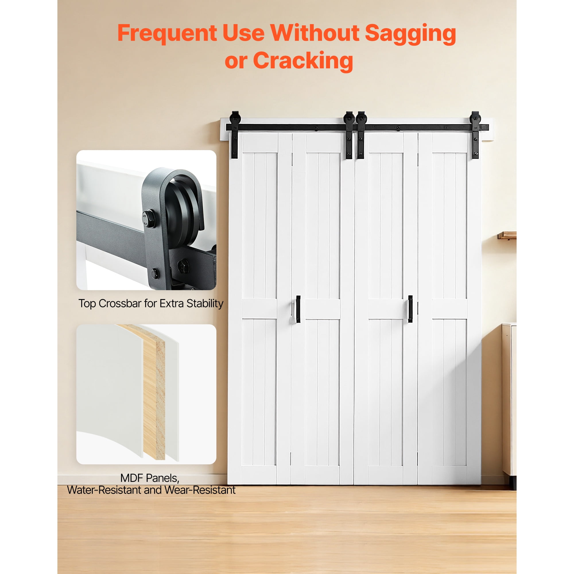 KFFKFF Bi‑Fold Sliding Closet Door, GC11‑48*84, MDF Panels, White