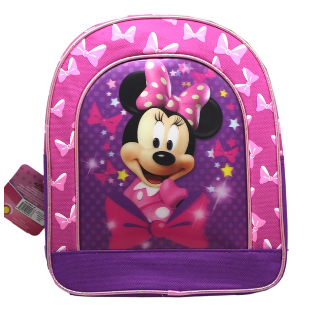 Hairbow Pattern Pink/Violet Minnie Mouse Mini Toddler Toy Backpack (11in)