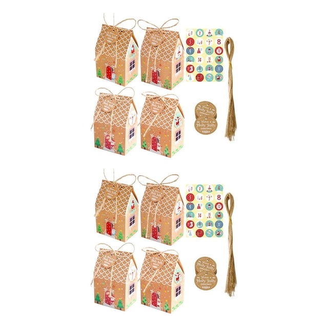 Yuarrent Paquete de 24 cajas de dulces navideños, papel Kraft, bolsas de regalo para aperitivos navideños, adorno de galletas para embalaje de ambiente Tipo 2 2piezas Yuarrent CBP162517