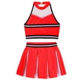 thumbnail image 5 of YONGHS Kids Girls Cheer Leader Costume Cheerleading Uniform Outfit Top Vest Pleated Skirt 2PCS Set Red 8, 5 of 5
