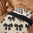 thumbnail image 3 of meiyoeat Black Bows Bedding For Girls,Kawaii Coquette Bowknot Duvet Cover Full For Kids,Black Reversible,3-Piece(No Comforter), 3 of 6