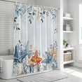 thumbnail image 6 of Orange Blue Starfish Coastal Shower Curtain, Waterproof Shower Curtains for Bathroom, Summer Beach Eucalyptus Washable Fabric Bathtub Curtain Set Bath Decor with 12 Hooks Stall 36"x72", 6 of 8