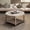 Khaki, variant on Round Storage Ottoman Coffee Table with Wooden Shelf, Oversized Tufted Upholstered Ottoman with Hidden Storage, Waterproof Linen Footrest for Living Room,Khaki
