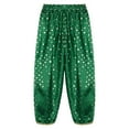 thumbnail image 4 of iiniim Girls Metallic Floral Printed Satin Harem Pants Elastic Waist Patiala Dhoti Salwar Pants Dark Green 14, 4 of 7