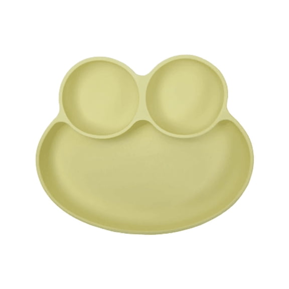 Abiie Octopod Frog Silicone Plates with Suction - Spill Proof, Easy to Clean - BPA-Free Bowl - Suction Plates for Baby and Toddler - Training & Feeding Divided Grip Dish (Pastel Yellow)