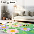 thumbnail image 2 of ODIKA 2'x3' Machine Washable Non-Slip Area Rug, Machine Toilet Charming Bumble Bee Garden Theme High Traffic Rug, Green, 722947, 2 of 7