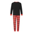 thumbnail image 4 of Elippeo Christmas Family Pajamas Matching Set Letter Santa Hat Arrow Print Long Sleeve Tops and Plaid Pants Sleepwear, 4 of 10