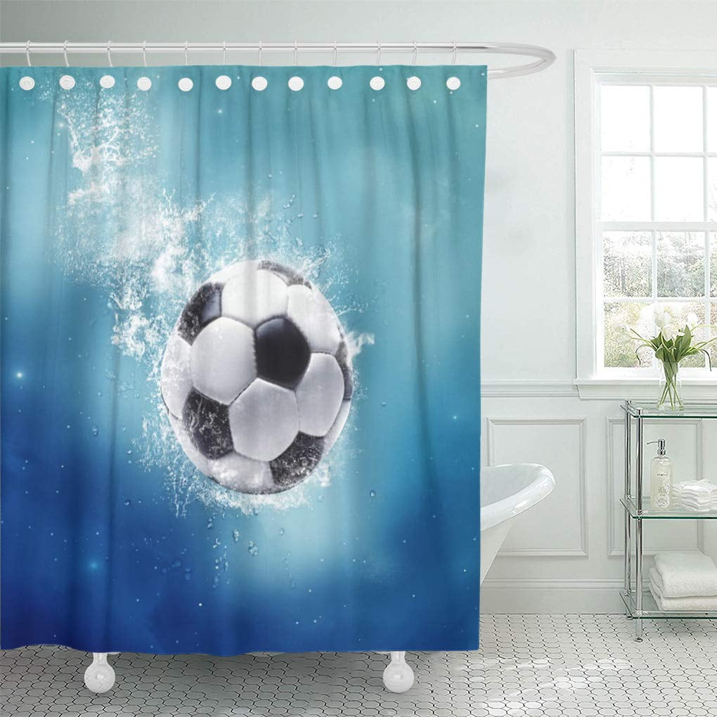 CYNLON Blue Ball Soccer Water Splash Sport Under The Sea Bathroom Decor ...