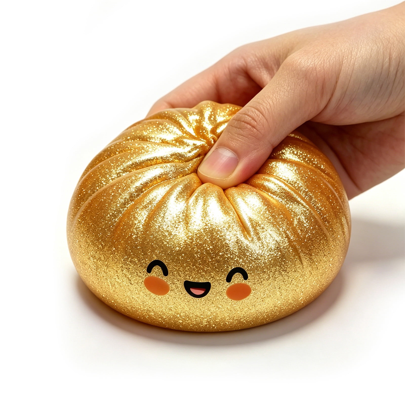 3PCS Gold Stuffed Bun Dumpling Gaint Glitter Dumpling Squishies Fidget For Anxiety Relief Squeeze Stress Balls