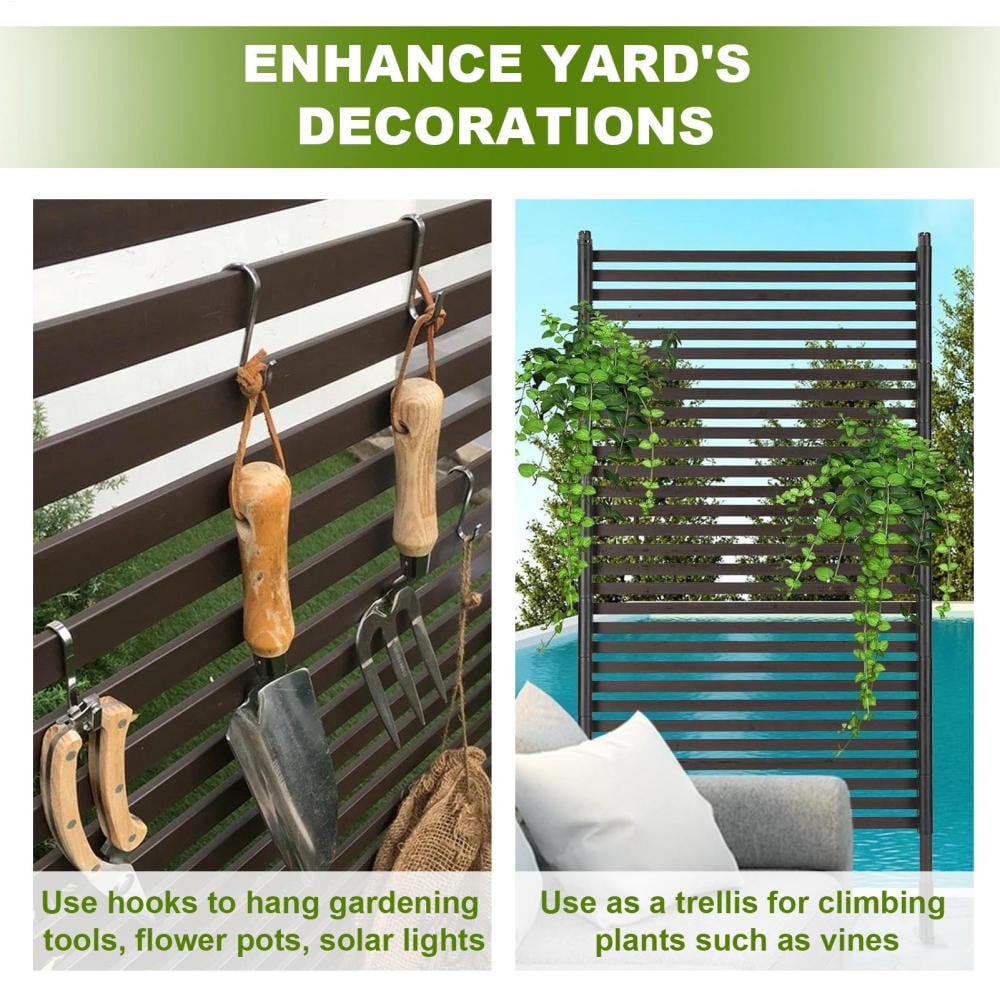 Sturdy Decorative Fence Screens, 3x4ft Black Galvanized Steel Privacy Screens for Backyard Seclusion