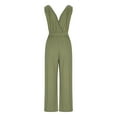 thumbnail image 4 of GSPCLAM Womens Solid Color Overalls Wide Leg V Neck Jumpsuits with Pockets for Work Fall Comfy Pants Army Green M, 4 of 4