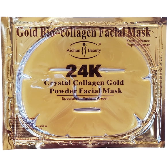 AICHUN BEAUTY 5 mascarillas faciales de cristal de colágeno de gel de oro de 24 quilates, parche para antienvejecimiento, hinchazón, antiarrugas, hidratante, rejuvenecimiento e hidratación de tejidos