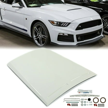 Kojem Air Hood Vent Scoop for 2015-2017 Ford Mustang Front Painted White Hood Scoop Vent Cover