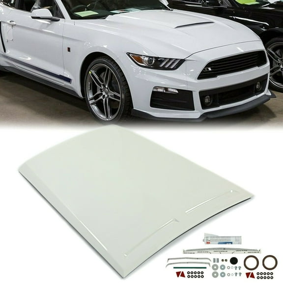 Kojem Air Hood Vent Scoop for 2015-2017 Ford Mustang Front Painted White Hood Scoop Vent Cover