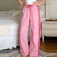 thumbnail image 2 of Lumtrix Women's Y2k Striped Side Baggy Pants Drawstring Elastic Waist Wide Leg Track Pants Streetwear Quick Dry Trousers Pink M, 2 of 6