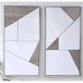 thumbnail image 1 of Q-Max UB97455 32 in. Contemporary Style Wall Accent, Mirrored Chrome & Grey Oak - Set of 2, 1 of 1