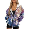 thumbnail image 4 of SCRAWLGOD Flowers Zip Hoodies for Women Zip Up Hoodie Oversized Women Sweatshirt Long Sleeve Zipper Hoodies for Women Plus Size XS Casual Womens Activewear Zip Up for Party, 4 of 7