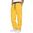 thumbnail image 5 of Men's Midweight Fleece Jogger Sweatpants, Open Bottom Elastic Drawstring Waist with Pockets for Lounge - Sweatpants for Men Yellow S, 5 of 6