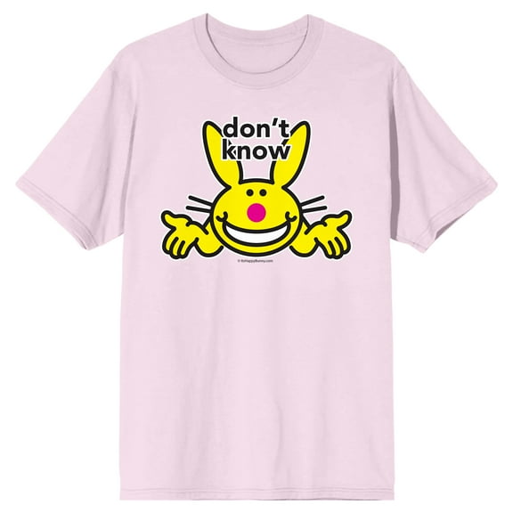 It's Happy Bunny Don't Know Don't Care Crew Neck Short Sleeve Cradle Pink Women's T-shirt-Medium