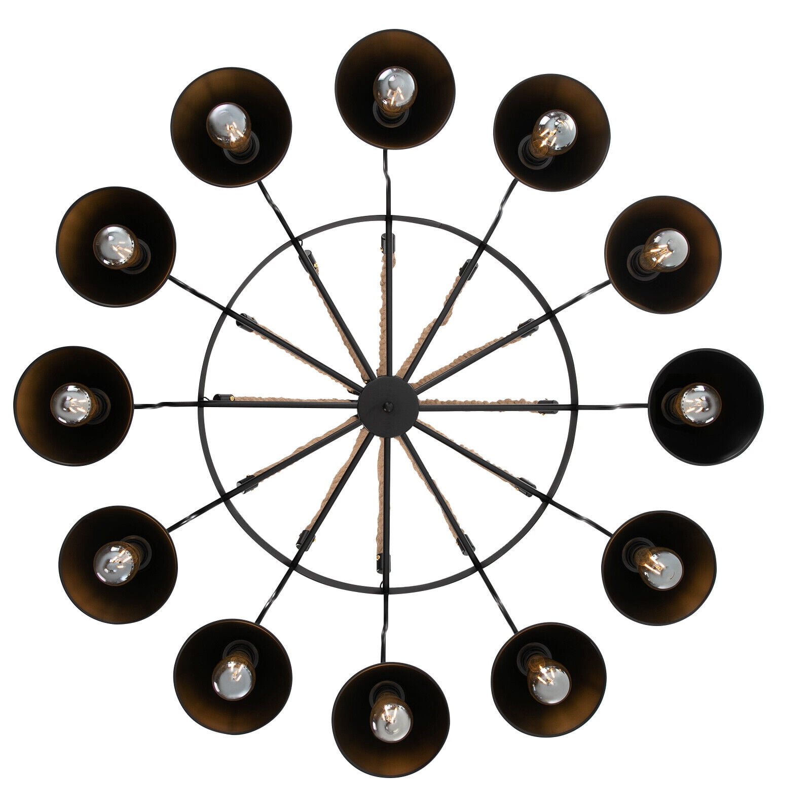 Miumaeov 12 Lights Vintage Industrial Pendant Lamp Hemp Rope Chandelier Ceiling Light Fixture for Cafe Bar Loft
