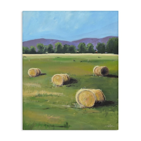 Stupell Industries Farmhouse Open Country Farmland Landscape Yellow Hay Bails Canvas Art, 16 x 20, by Allayn Stevens