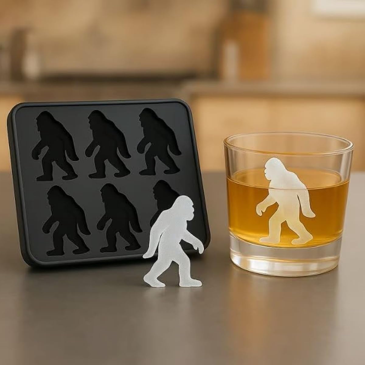 Monster Ice Mold, Fun Animal Shape Bulldog 3D Silicone Ball Maker Molds for Summer Drinks, 6 Cavity Dinosaur Ice Cube Tray for Party & Cocktail, Easy Fill & Release