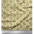 thumbnail image 1 of Soimoi Beige Cotton Jersey Fabric Stripe & Flower Fabric Prints By Yard 58 Inch Wide, 1 of 3