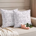 thumbnail image 2 of Spring Flower Outdoor Waterproof Pillow Covers, Vintage Farmhouse Light Purple Boho Leaf Decorative Square Throw Pillowcase Sofa Cushion Sham for Patio/Couch/Chair, 16"x16" 2 Pack, 2 of 8