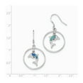 thumbnail image 2 of Sterling Silver Circle With Simulated Blue Simulated Opal Dolphin Dangle Earrings - Measures 40x23mm, 2 of 2