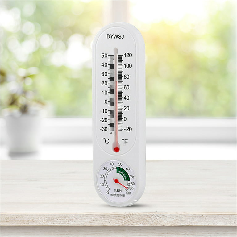 Elbourn Indoor Hygrometer Thermometer 2 Pack, Humidity Temperature Gauge  for Room Greenhouse, White