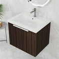 thumbnail image 2 of Tcbosik 24 inch Bathroom Vanity with Resin Sink Combo, Wall Mounted Floating Vanity Cabinet with Soft Closing Doors for Small Space, Brown, 2 of 10