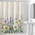 thumbnail image 4 of Spring Flowers Daisy Fabric Shower Curtain Watercolor Floral Leaves Washable Shower Curtains for Bathroom, Waterproof Bath Curtain with Hooks Home Decor 72x72in, 4 of 8