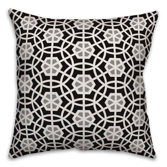 Creative Products Black and Grey Geo Circles 20x20 Spun Poly Pillow