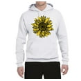 thumbnail image 2 of Artsy Cheetah Leopard Print Sunflower Fashion Unisex Graphic Hoodie Sweatshirt, White, Large, 2 of 3