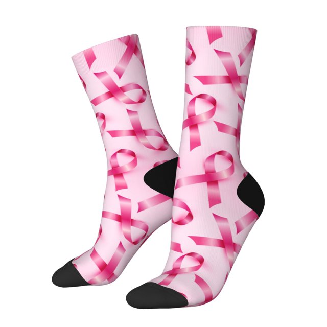 Balery Breast Cancer Ribbons Awareness Calcetas Largas con Estampado para Hombre y Mujer – Suaves y Transpirables, Talla Única (US 5-11)