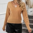 thumbnail image 2 of JINMGG V Neck Sweaters for Women Fall Winter Clearance,Women's Fashion Casual Color Long Sleeve V-Neck Sweater, 2 of 9