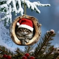 thumbnail image 5 of chaungfeng Christmas Animal Acorn Ornaments, A Animal in The Tree Hole 2D Acrylic Hanging Ornament, Cute Animal with Santa Hat for Pet Lover, Holiday Winter Home Decor Party Supplies (#10), 5 of 5