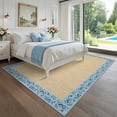 thumbnail image 4 of FairOnly 8'x10'Modern Solid Color Area Rug with Decorative Flower Frame Machine Washable Low Pile Stain Resistant Rug for Living Room Bedroom Dining Area,Light Blue, 4 of 6