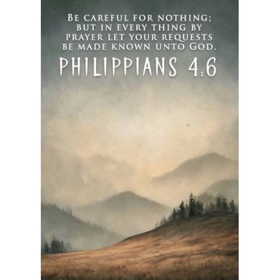 Philippians 4:6 Minimalist Landscape Scripture Poster, Religious Wall Decor