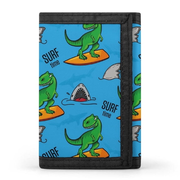 3 Fold Wallet 3.3×5in Zipper Design Easy To Carry For Work Travel Daily Bright Cool Pattern Dinosaur