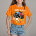 thumbnail image 2 of TOWED22 Girls Short Sleeve T Shirts Kids Crewneck Curve Hem Soft Tunic Tops Summer Tees 5-14 Years(Orange,13-14 Y), 2 of 4