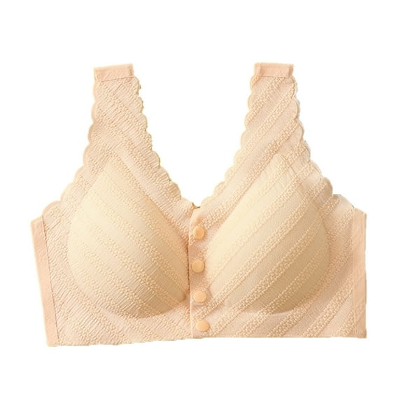 Ashirexll Bras for Women Front Closure Middle-Aged and Elderly Bra Plus Size Seamless Thin Underwear Gathering Breathable Comfortable Side Breast Bra Beige M