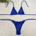 thumbnail image 2 of Womens Swimsuits Three-Point Solid Color Spaghetti Strap Split Bikinis Blue Womens Bathing Suits S, 2 of 5