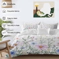 thumbnail image 3 of Farmhouse Watercolor Bedding Duvet Cover Set Full Size 4 Pieces Wildflowers Plants Retro Grey Plaid Bedding Set with Zipper Closure, 1 Comforter Cover 86x86 Inches 1 Flat Sheet & 2 Pillow Cases, 3 of 7